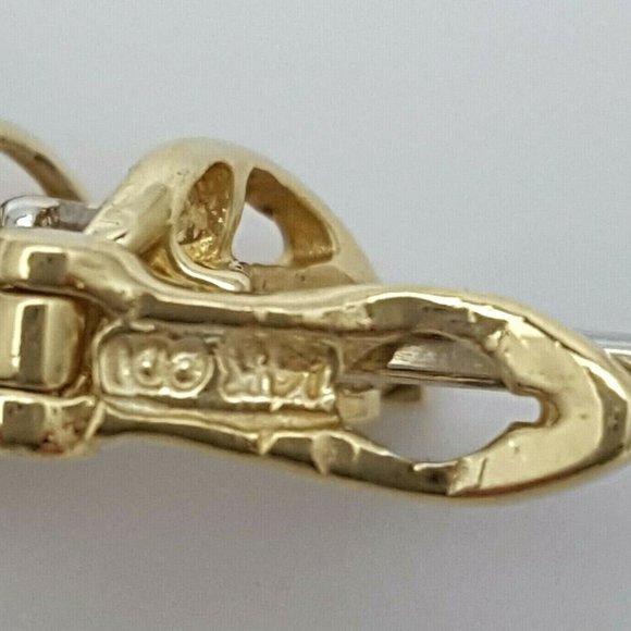 Elegant 14K Karat Yellow Gold Designer Link Tennis Bracelet With Diamonds - Picture 5 of 12